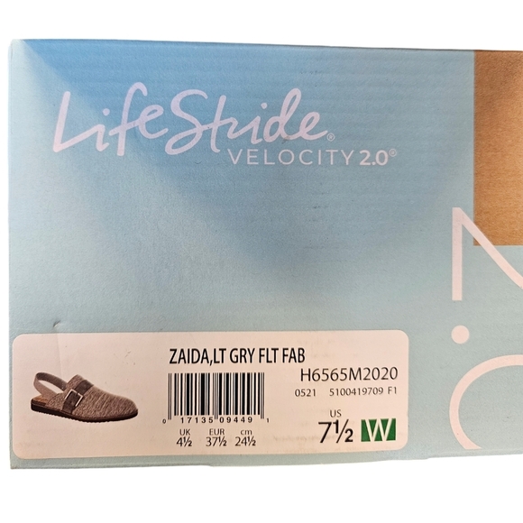 Lifestride Velocity 2.0 Zaida Light Gray Slingback Flats Mules NEW Womens - Picture 7 of 7